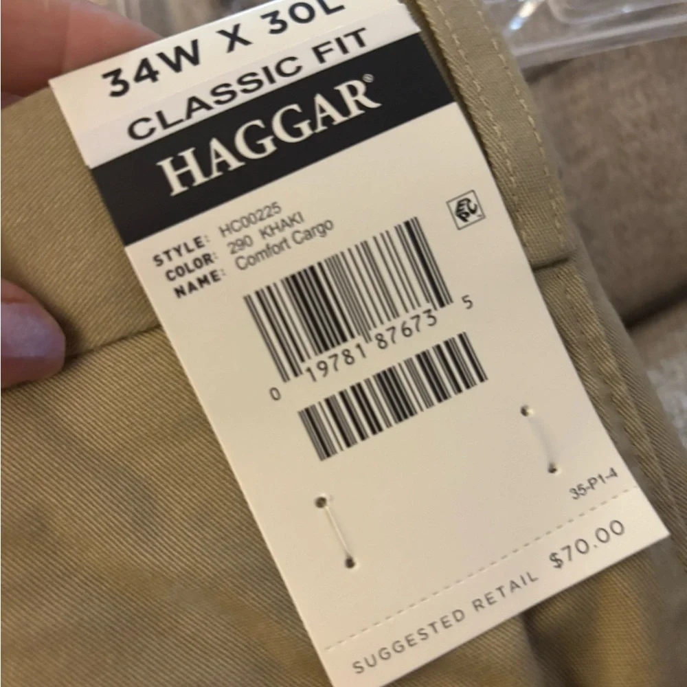 Men's Haggar Tan Stretch Cargo Pants Sz 34X30 NWT_5